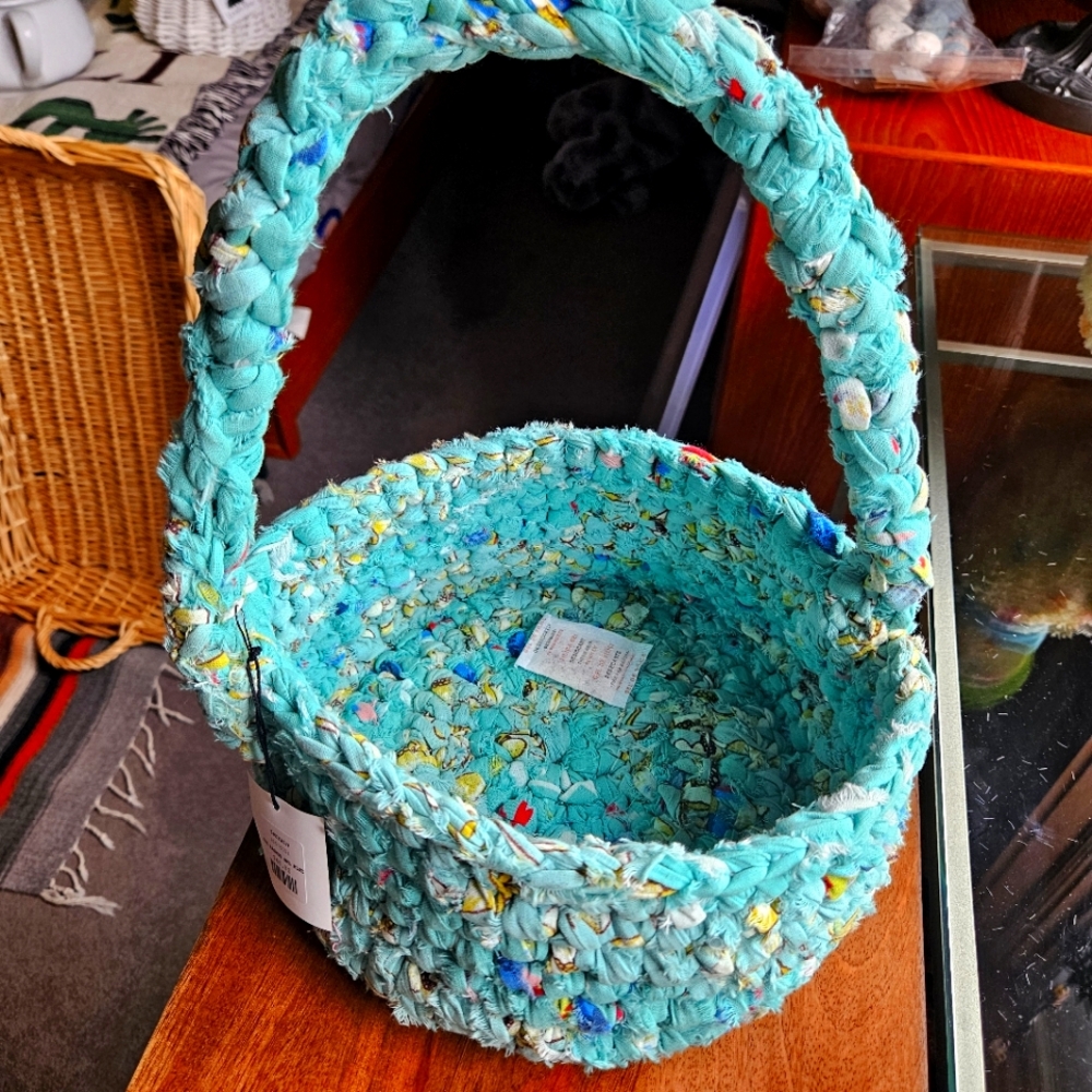 Anthropologie-Handwoven Aqua Blue Basket No Longer Available.  2024 Collection